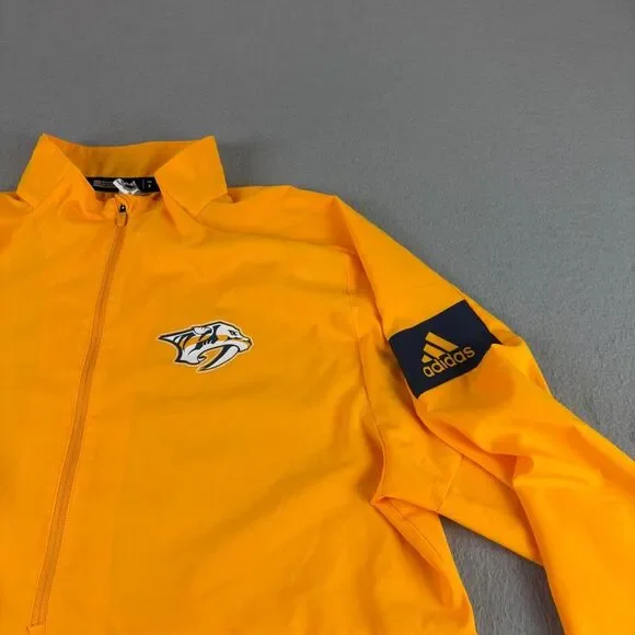 Nashville Predators Jacket Mens Medium Yellow Adidas Windbreaker Lightweight NHL - Picture 3 of 12